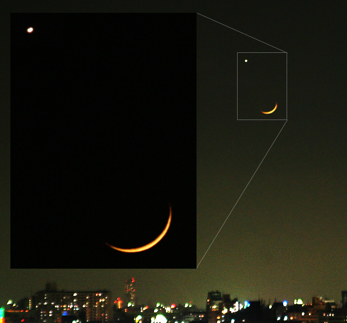宵空の月と金星